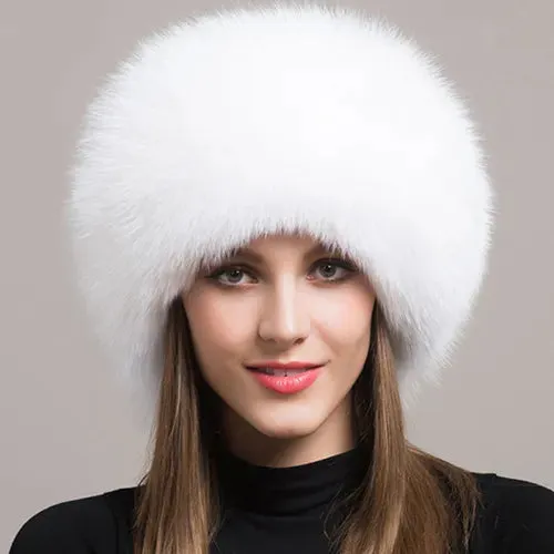 Adira Fox Fur Women Hat with Earmuffs