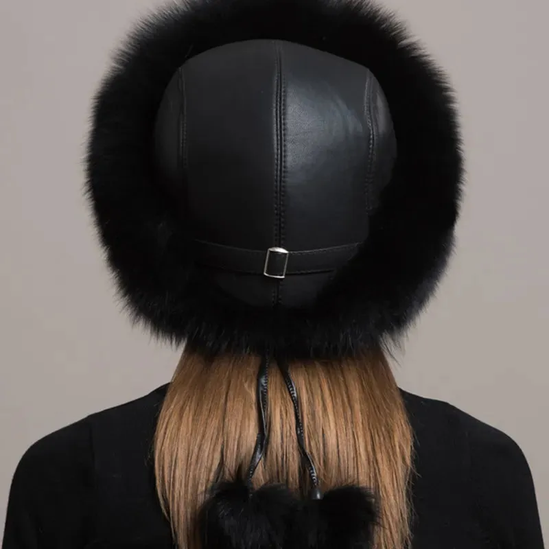 Adira Fox Fur Women Hat with Earmuffs