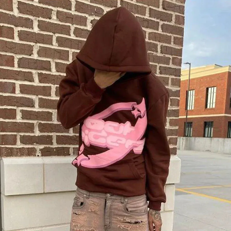 Back To School Joskaa New Star Letter Print Retro Oversized Hoodies Women Street Hip-hop Color Harajuku Casual Zipper Sweatshirt Pullover Y2K Clothes