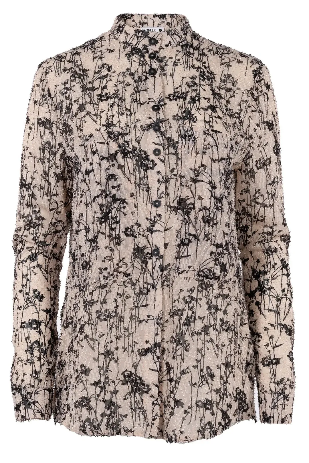 Chemise rose à motif fleuri noir | Nenuphar