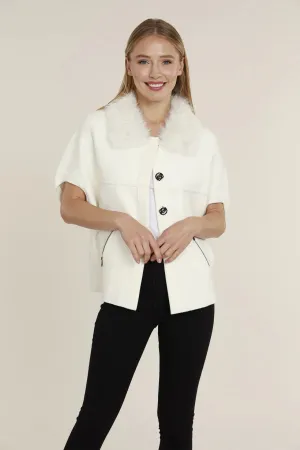 Faux Fur Collar Cardigan