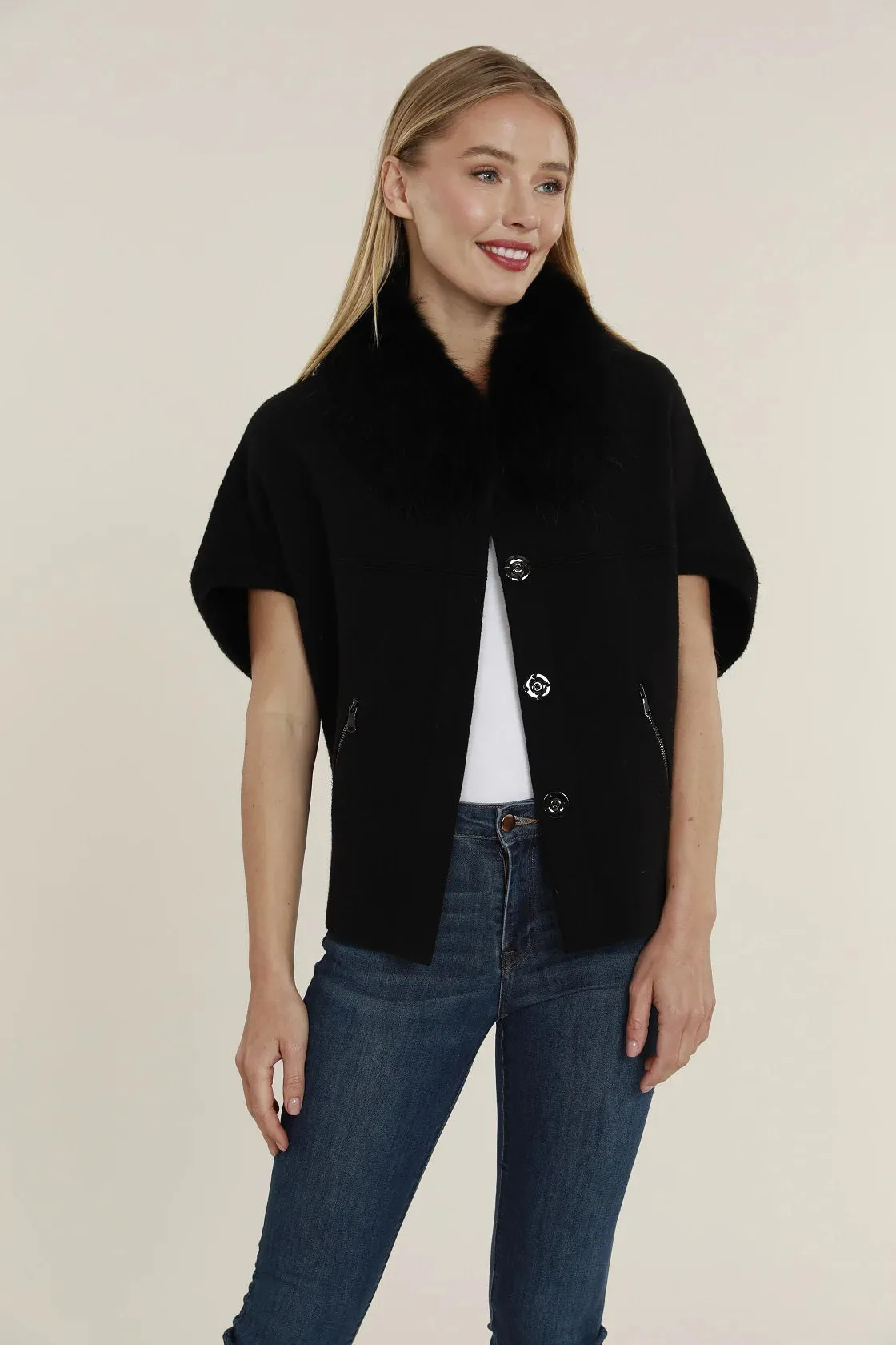 Faux Fur Collar Cardigan