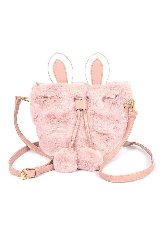 Faux Fur Plush Bunny Ear Crossbody Swing Bag