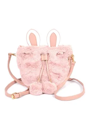 Faux Fur Plush Bunny Ear Crossbody Swing Bag