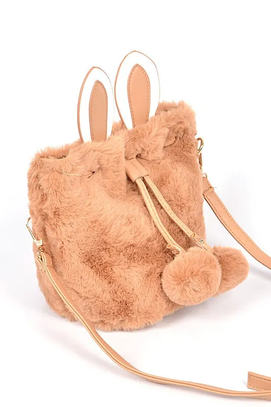 Faux Fur Plush Bunny Ear Crossbody Swing Bag