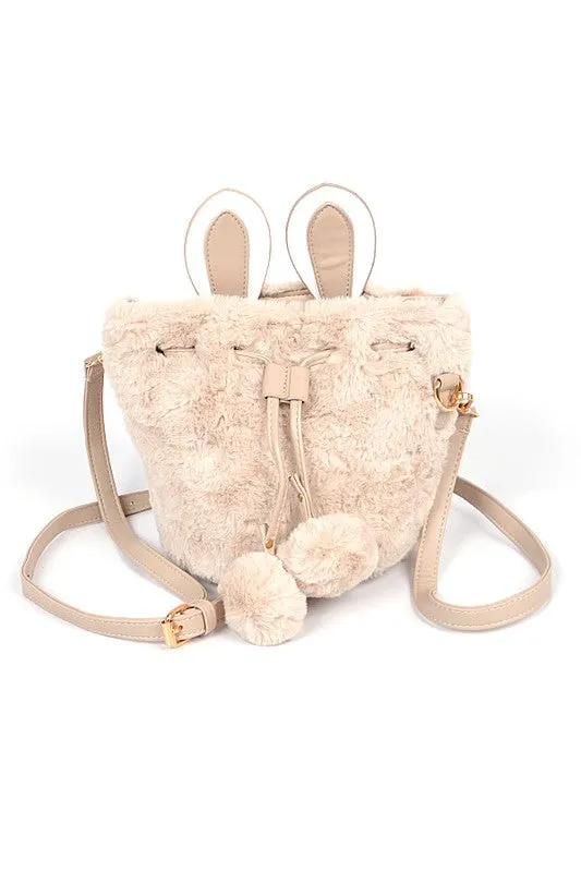 Faux Fur Plush Bunny Ear Crossbody Swing Bag