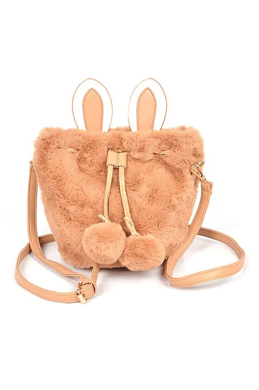 Faux Fur Plush Bunny Ear Crossbody Swing Bag