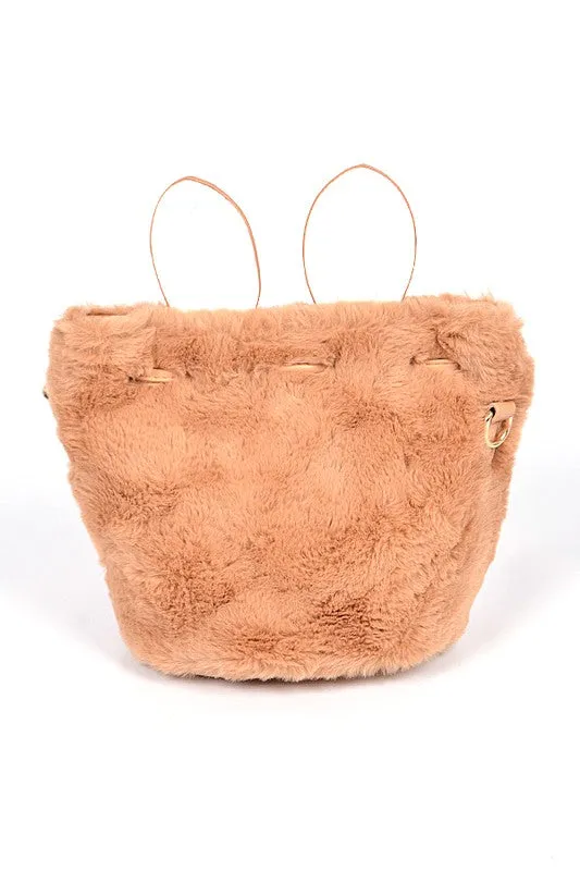 Faux Fur Plush Bunny Ear Crossbody Swing Bag