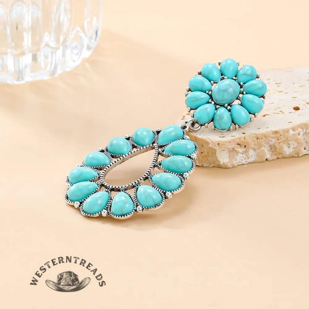 [High-quality texture]Turquoise Floral Earrings