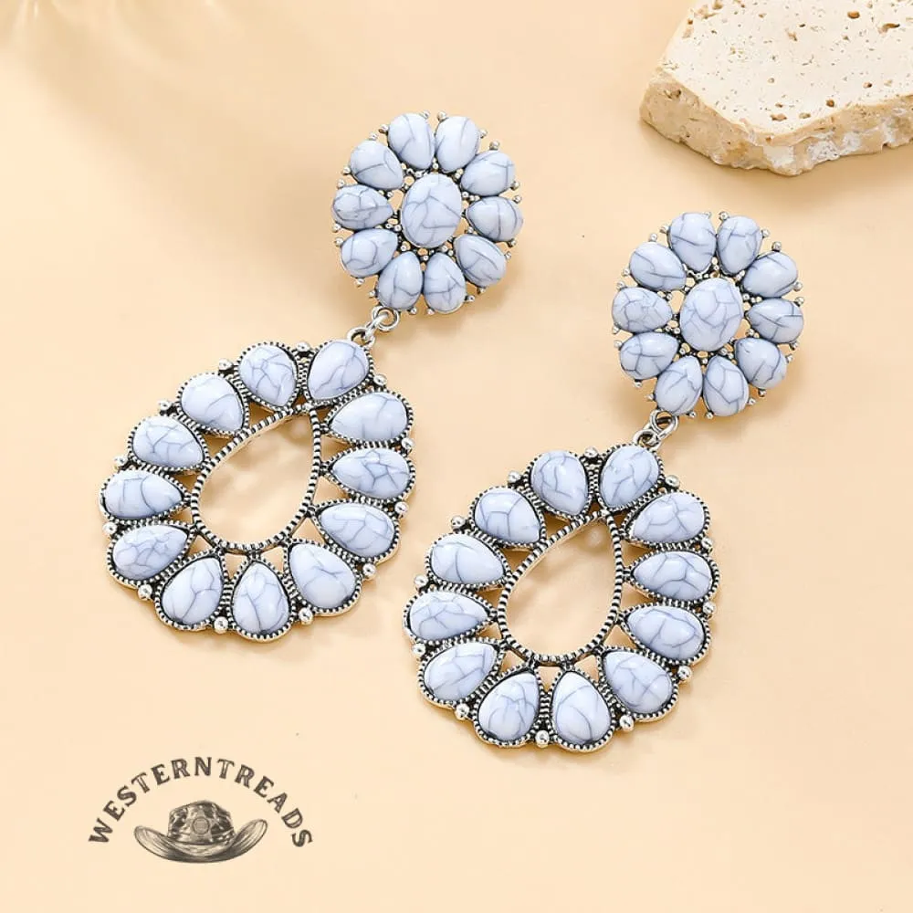 [High-quality texture]Turquoise Floral Earrings