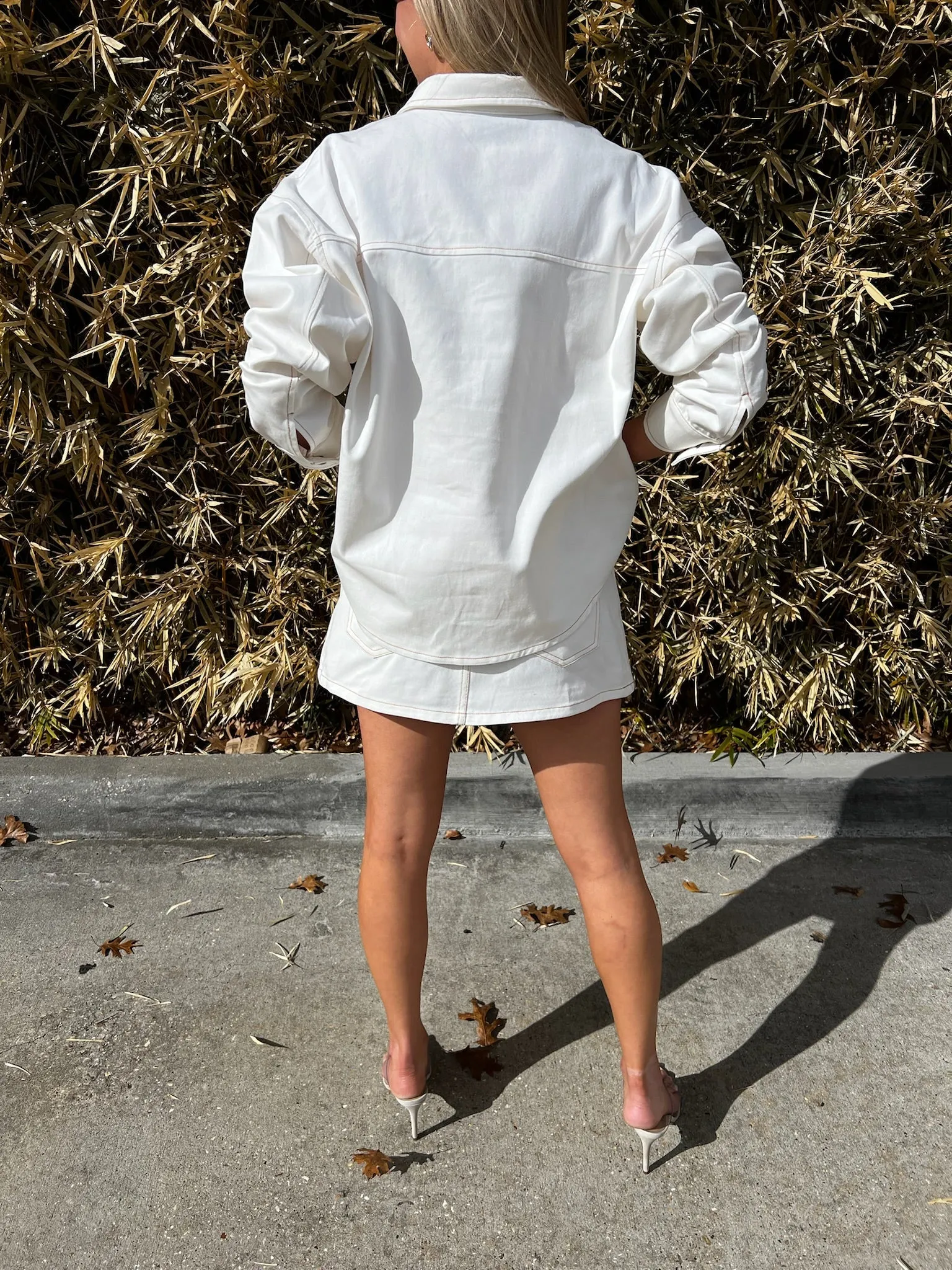 Off White Shacket and Mini Skirt Set
