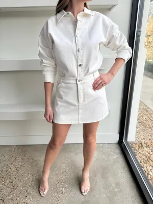 Off White Shacket and Mini Skirt Set