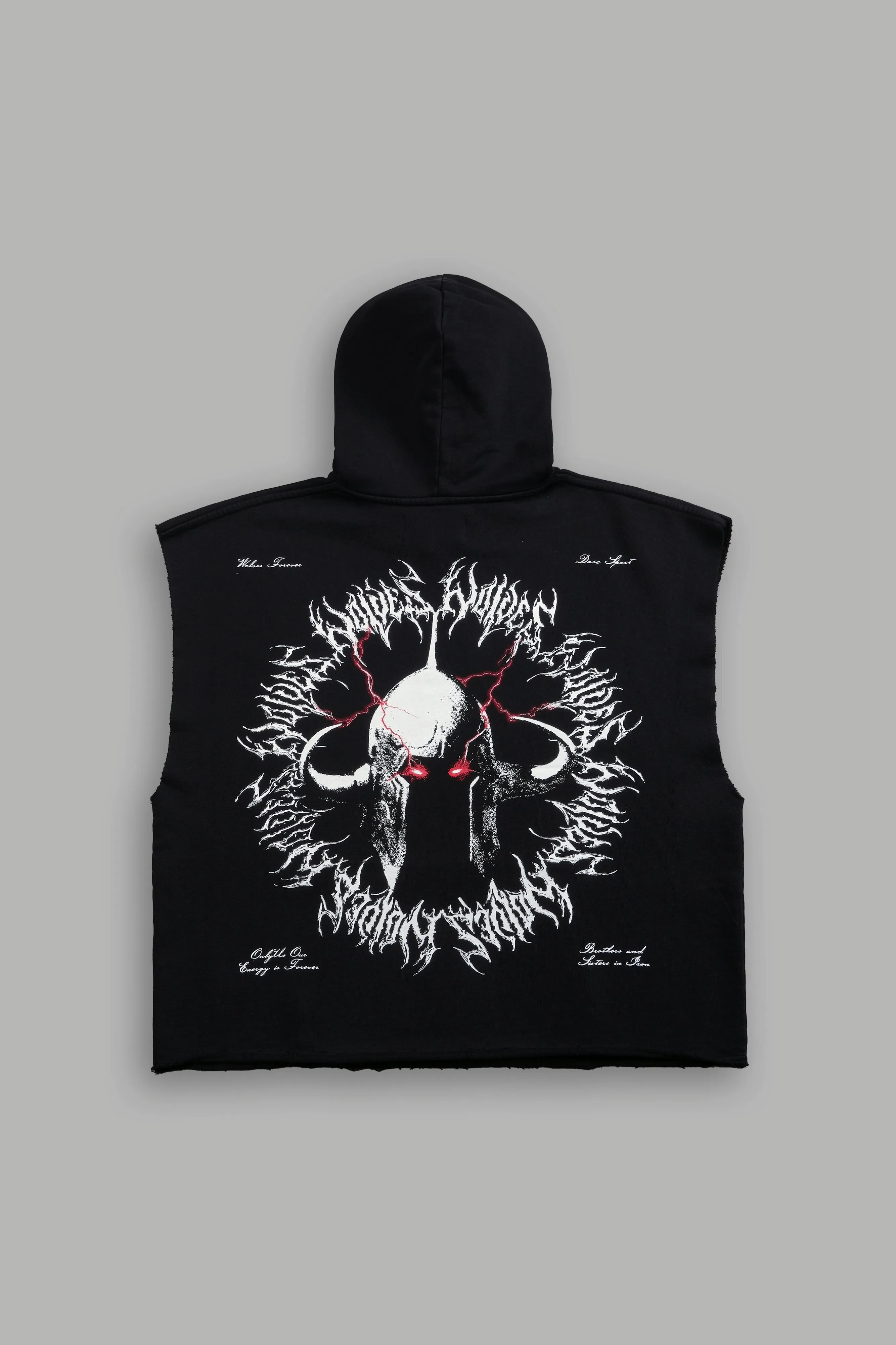 Ragnarok "Grunge" Cut-Off Hoodie in Black