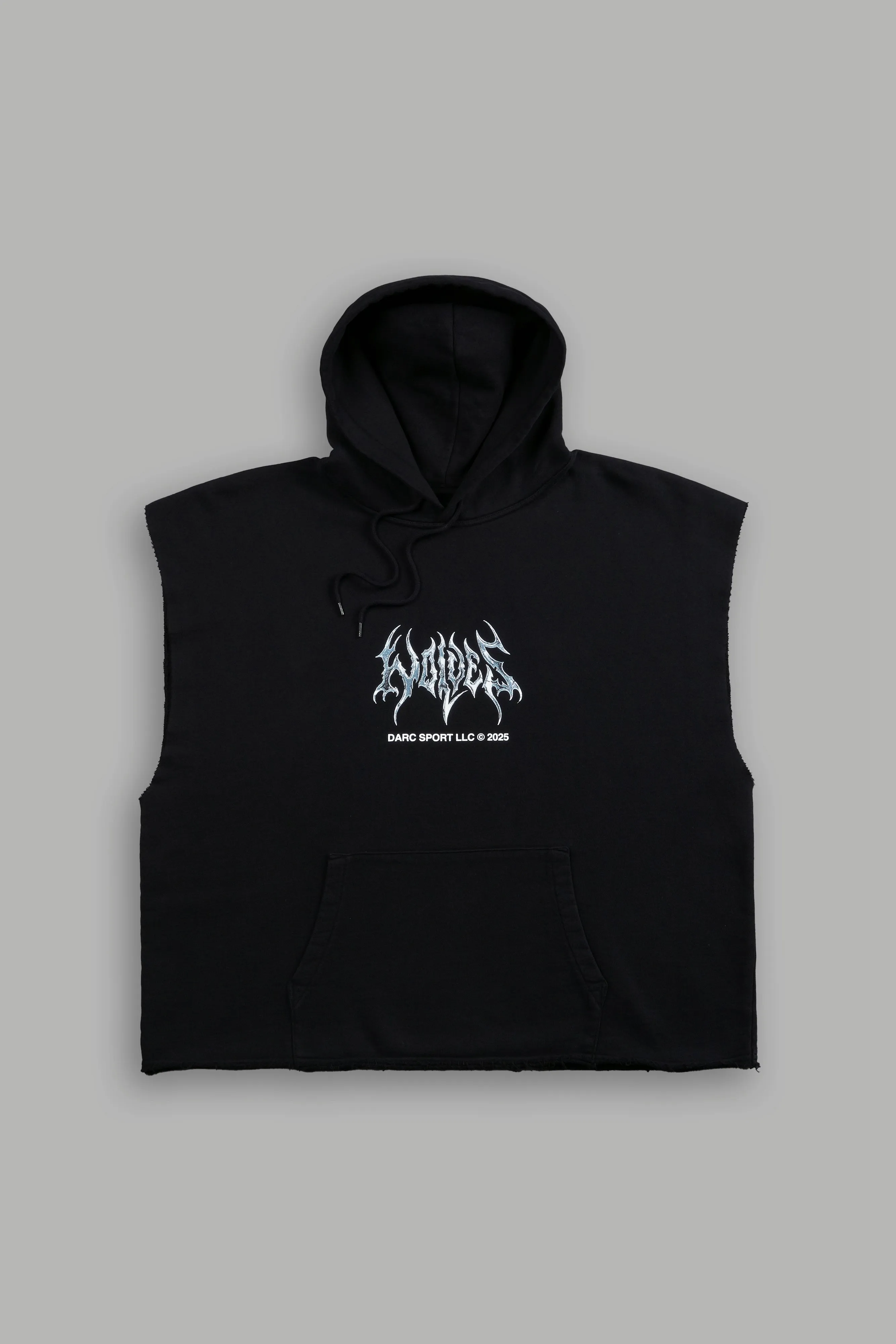 Ragnarok "Grunge" Cut-Off Hoodie in Black