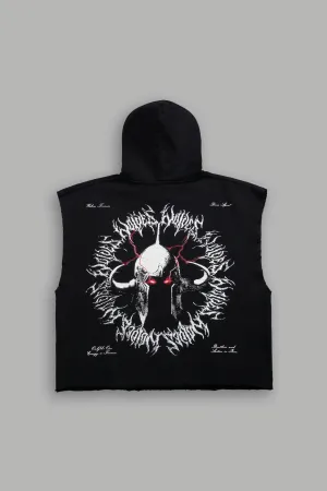 Ragnarok "Grunge" Cut-Off Hoodie in Black