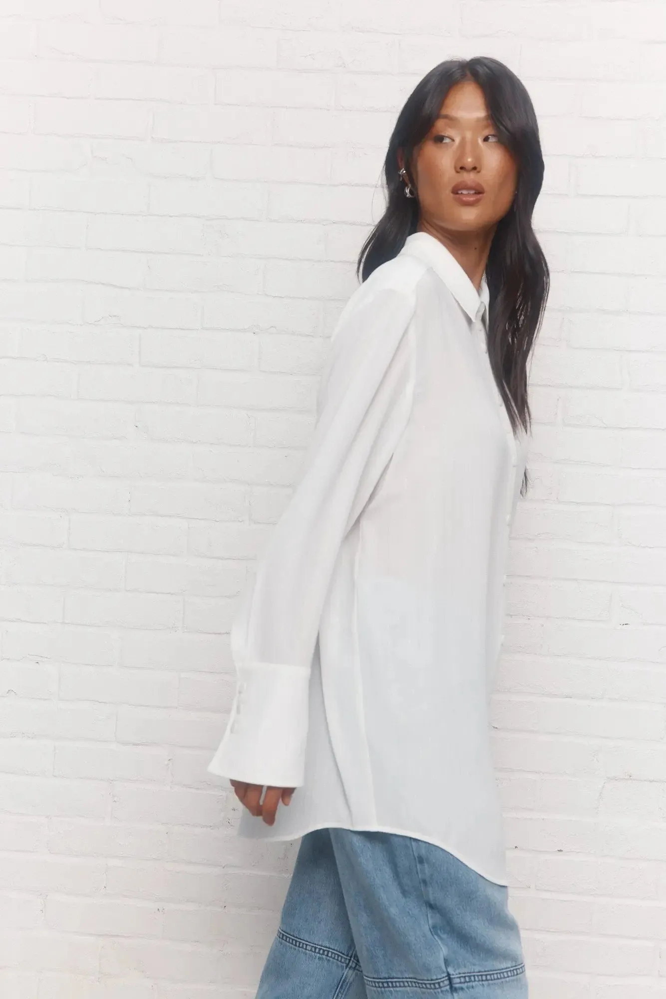 Valentine | Chemise blanche lignée argent