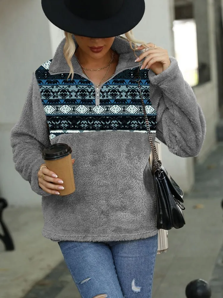 Women's Hoodies Colorblock Geometric Printed Sweatshirt